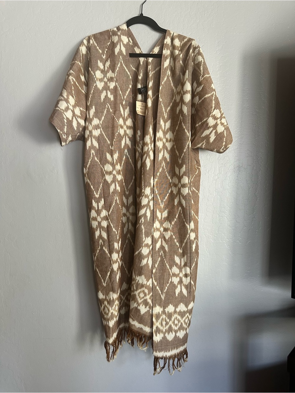 Neutral Brown and Cream Woven Throw with Fringe